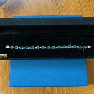 WOW 14KYG blue topaz diamond chip S/XS bracelet